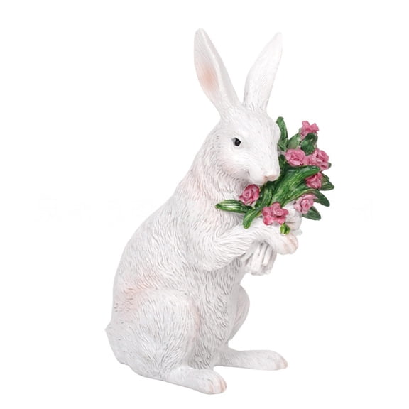 Bunny Figurine White Bunny Decor Resin Easter Rabbit Figurine Table Decoration Easter Gifts For Spring Holiday Indoor Party Home Table Centerpieces Party Supplies