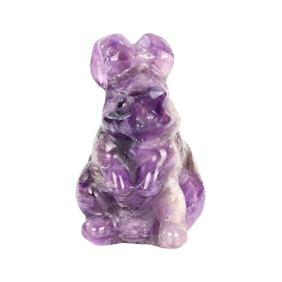 Bunny Figurines 1.5 Inch Natural Crystal Carved Bunny Crafts Ornament Cute Polished Natural Carved Sculpture Statue Home Office Desk Decoration Gift