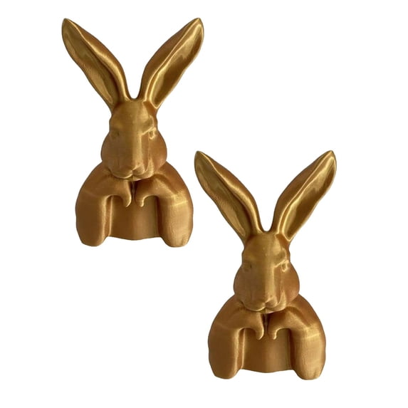Bunny Figurines and Statues,2PCS 4.7in Easter Gold Bunny Figurine,Easter Thinking Gold Bunnies for Home Table Centerpieces Cute Rabbit Statue for Spring Living Room Shelf Mantel Decorations