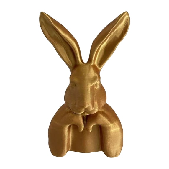 Bunny Figurines and Statues,9.5in Easter Gold Bunny Figurine,Easter Thinking Gold Bunnies for Home Table Centerpieces Cute Rabbit Statue for Spring Living Room Shelf Mantel Decorations