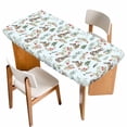 thumbnail image 1 of Bunny Floral Easter Table Cloths for 6 Foot Rectangle Tables, Elegant Pastoral Spring Floral Rabbits Patio Waterproof Elastic Fitted Tablecloths, Washable Rectangular Table Cover for Camping, 1 of 8