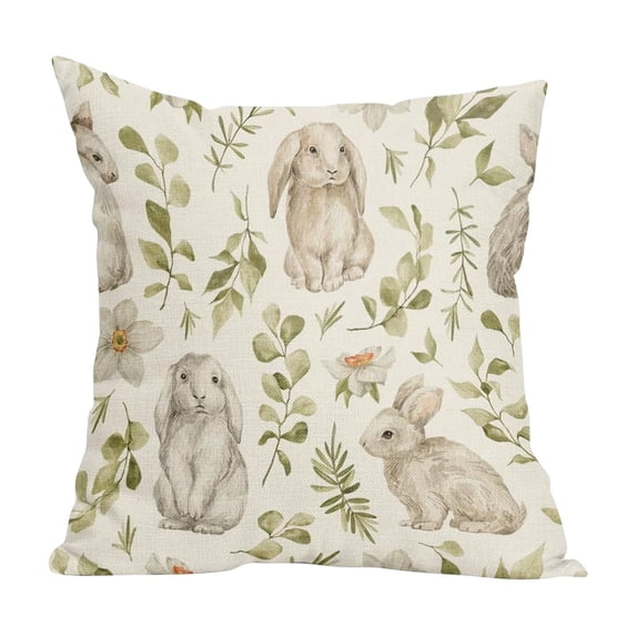 Bunny Flower Pillow Covers 18x18 Inch Easter Pillow Cases, Farmhouse Holiday Home Decor for Sofa Couch Outdoor