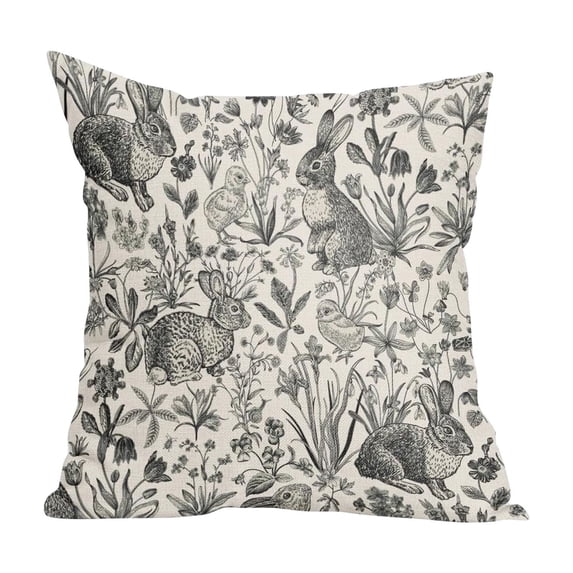 Bunny Flower Pillow Covers 18x18 Inch Easter Pillow Cases, Farmhouse Holiday Home Decor for Sofa Couch Outdoor