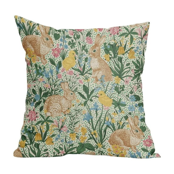 Bunny Flower Pillow Covers 18x18 Inch Easter Pillow Cases, Farmhouse Holiday Home Decor for Sofa Couch Outdoor