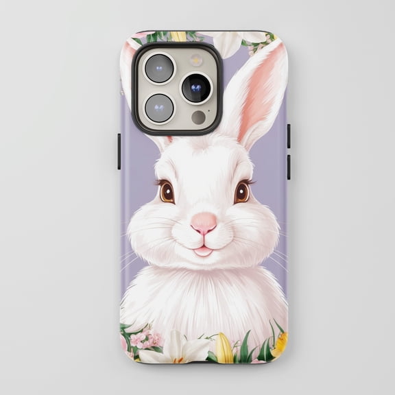 Bunny For All iPhone Series Protective Phone Case Cute Floral Theme Lavender