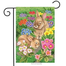 Bunny Friends Easter Garden Flag Spring Floral Bunnies Briarwood Lane 12.5"x18"