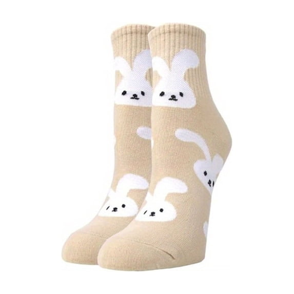 Bunny Fun Socks, Bunny Fluffy Socks, Bunny Fun Socks for Woman, Bunny Fuzzy Socks, Bunny Funky Socks, Women Easter Theme Mid Calf Cotton Knit Casual Socks, Yellow