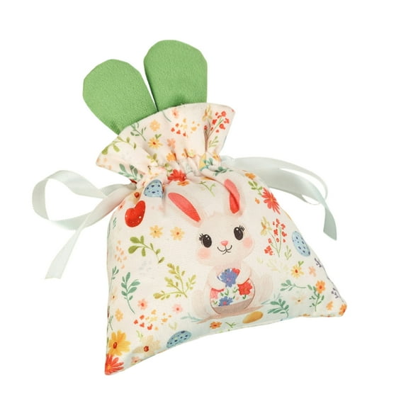 Bunny Gift Bags, Party Favor Birthday Decoration Reusable Goodie Rabbit Drawstring Burlap Treat Bag for Some Bunny is One Easter Candy Garden Tea Party Supplies
