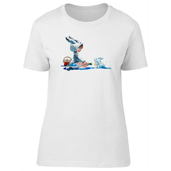 Bunny Girl With Easter Eggs T-Shirt Women -Image by Shutterstock, Female Medium