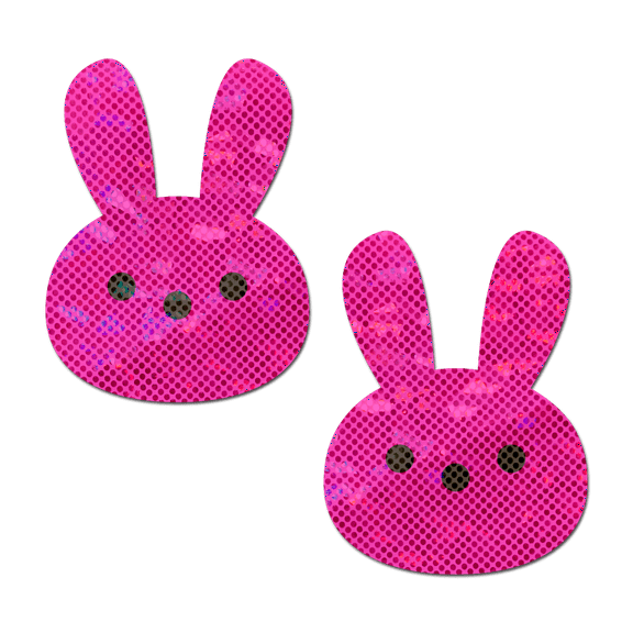 Bunny: Glittery Pink Marshmallow Easter Rabbit Nipple Pasties by Pastease®