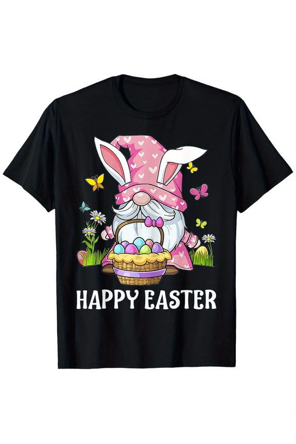 Bunny Gnome Hug Easter Eggs T-Shirt, Suitable for All Men And Women Outdoor Short-Sleeved T-Shirts in All Seasons, Ready to Wear 100% Cotton, S-XXXL