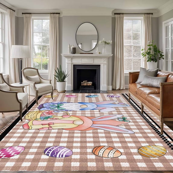 Bunny Gnomes Easter Area Rugs 5'x8', Washable Small Throw Rugs for ...