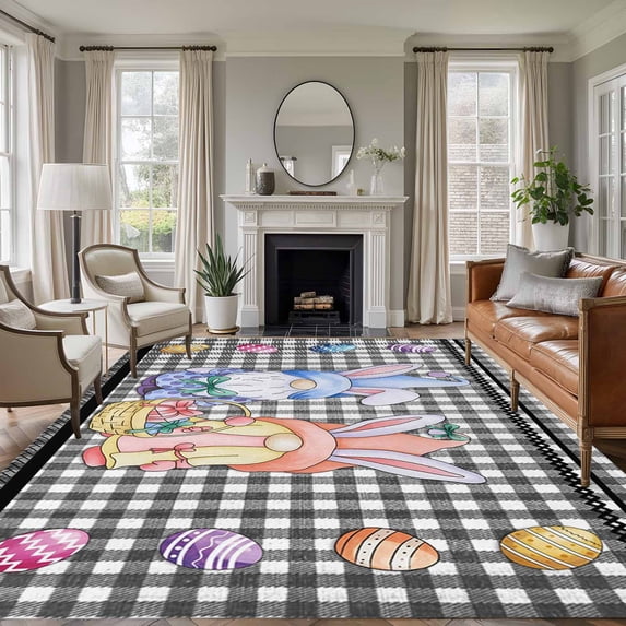 Bunny Gnomes Easter Area Rugs 6'x9', Washable Small Throw Rugs for ...