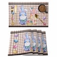 thumbnail image 1 of Bunny Gnomes Easter Placemats Set of 8 Eggs Brown Checkered Farmhouse Place Mats Indoor Wipeable Table Mats Washable Cloth Dining Table Placemats for Kitchen Holiday Party Home Decor 13x19 Inch, 1 of 9