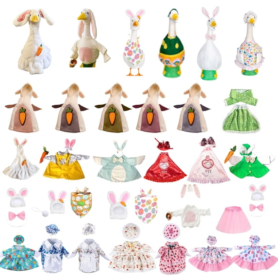 Bunny Goose Outfit 2026 - 23" Lawn Goose Clothes for Easter, Durable Costume for Cement/Plastic Goose Statues, Spring Outdoor Patio Yard Garden Decor