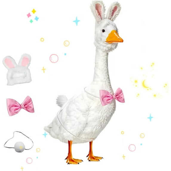 Bunny Goose Outfit,Easter Porch Goose Outfits,Lawn Goose Clothing for 17"/23" High Cement or Plastic Goose,Outdoor Patio Yard Decoration