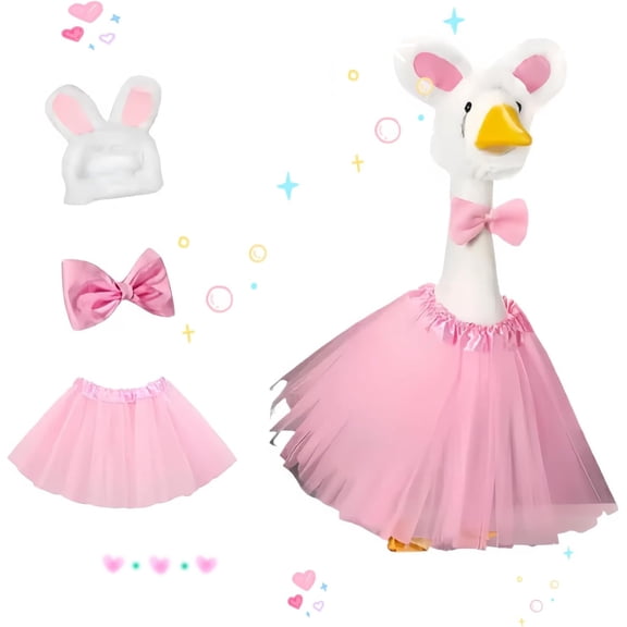 Bunny Goose Outfit,Easter Porch Goose Outfits,Lawn Goose Clothing for 17"/23" High Cement or Plastic Goose,Outdoor Patio Yard Decoration