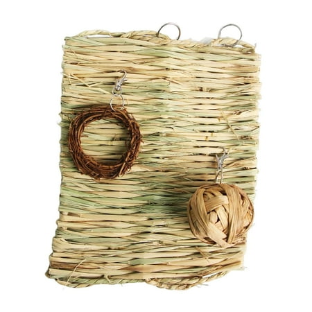 Bunny Grass Mat Small Animal Chew Toys Woven Bed Mat Rabbit Bedding Play Toy for Rabbits Chinchilla Hamsters Gerbils Groundhog- 3PCS Style C