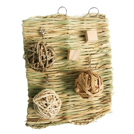 Bunny Grass Mat Small Animal Chew Toys Woven Bed Mat Rabbit Bedding Play Toy for Rabbits Chinchilla Hamsters Gerbils Groundhog- 6PCS Style F