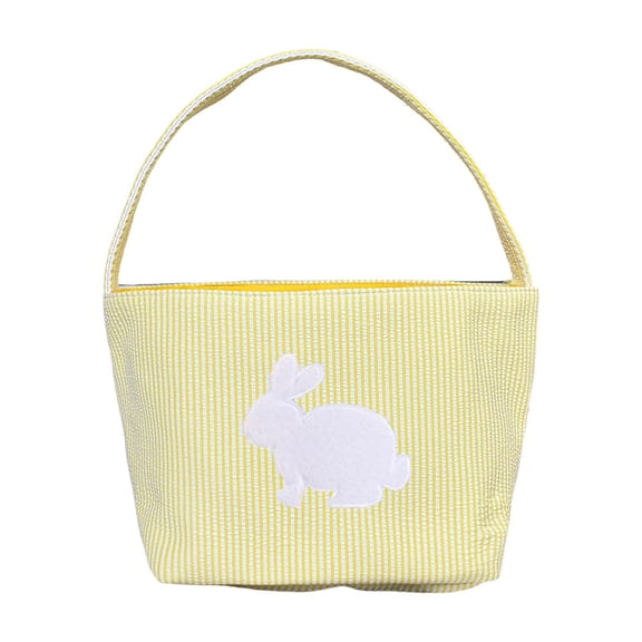 Bunny Hand Bag Bunny Easter Basket Gingham Easter Bucket Bag for Easter Egg Hunts Party Favor Decorations, Yellow