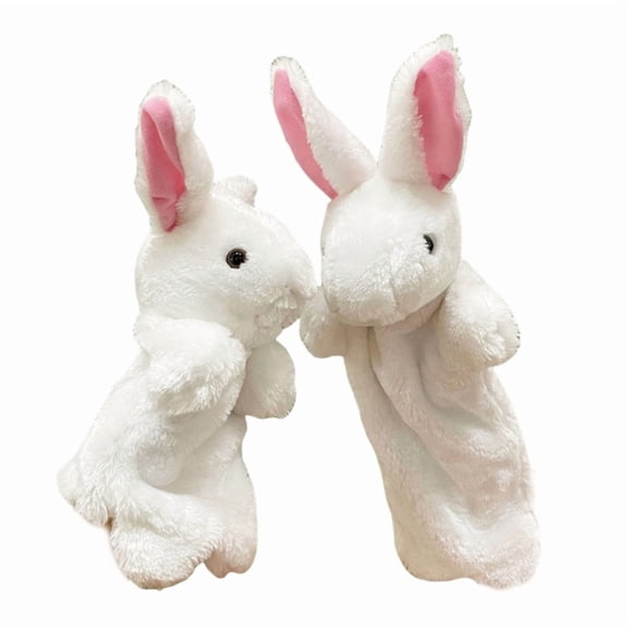 Bunny Hand Puppet Set with Working Mouth Toddler Animal Plush Toy for Show Theater,Birthday Gifts Easter Basket Stuffers