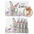 thumbnail image 1 of Bunny Happy Easter Placemats Set of 4, Spring Floral Eggs Table Mats Washable Heat-Insulation Non-Slip Place Mats for Kitchen Dinner Table Indoor Outdoor Decor,13x19 Inch White, 1 of 9
