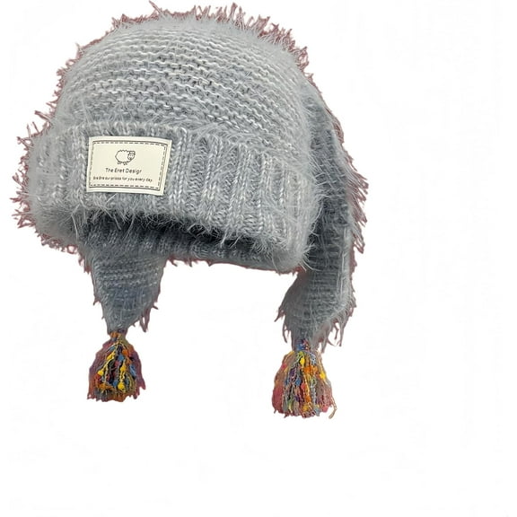 Bunny Hat Cute Knitted Beanie Rabbit Ears Cute Fuzzy Y2k Winter Hats for Women Outdoor Knit Cap