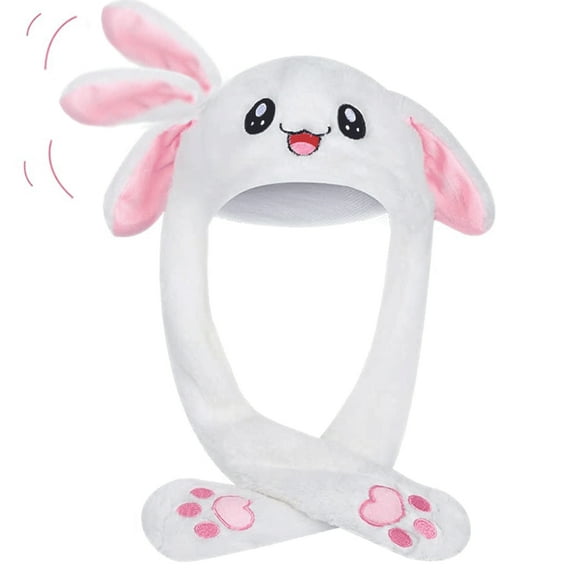 Bunny Hat Ear Moving Jumping Funny Plush Rabbit Hat Cute Animal Hat for Women Girls Cosplay Christmas Party
