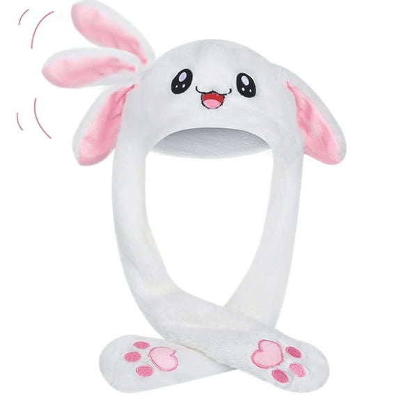 Bunny Hat Ear Moving Jumping Funny Plush Rabbit Hat Cute Animal Hat for Women Girls Cosplay Christmas Party