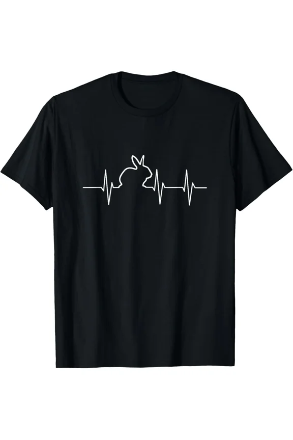 Bunny Heartbeat EKG Line Cute Rabbit Mom Dad Pet Animal Lover Gift New Unisex T-Shirt, up to size 5xl