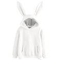 thumbnail image 1 of Bunny Hoodies for Women Cute Rabbit Ear Long Sleeve Hooded Pullovers Solid Color Fall Fashion Loose Casual Tops with Pocket, 1 of 3