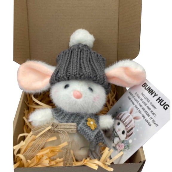 Bunny Hugs in Box, Handmade Mini Bunny Hug Cute Easter Gift with Card, 2026 New Soft Plush Rabbit Mini Bunny Hugs in Box, Easter Basket Bunny Stuffer Women Men for Mother's Day, Birthday