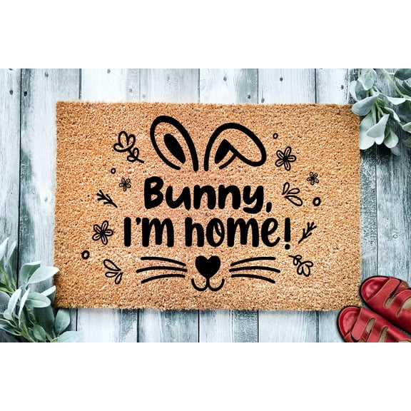 Bunny I'm Home! | Cute Funny Easter Gift | Holiday Welcome Mat | Custom Door Mat | Easter Decor Doormat | Cute Spring Easter Door Mat