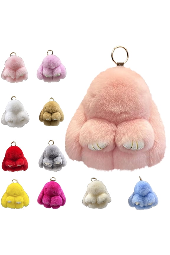 Bunny Keychain - 5.8" Handmade Soft Plush Rabbit Charm, Cute Gifts for Women & Teens