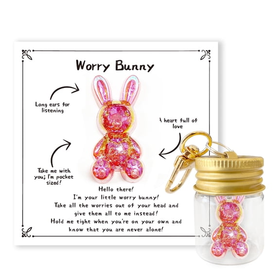 Bunny Keychain, Easter Greeting Card, Pocket Bunny Hug, Anxiety Gifts for Men Women, Mental Health Positivity Gift for Anxious Friend, Back to School Reminder of Comfort