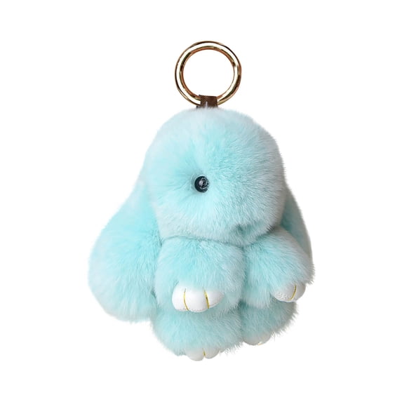 Bunny Keychain Keychain with Tin, Handmade Soft Bunny PomPom Charms for Easter Birthday Gift