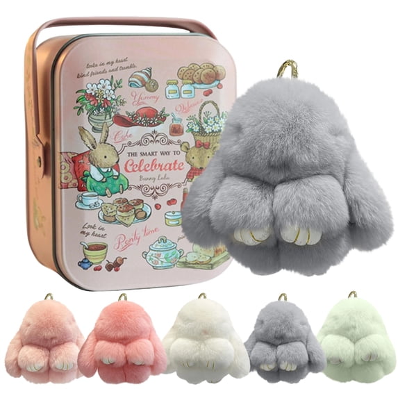 Bunny Keychain with Box, Bunny Keychain with Tin, Bunny Cute Plush Key chain