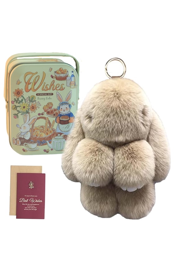 Bunny Keychain with Tin - 2026 New Handmade Soft Plush Rabbit Charm for Easter Birthday Gift, Cute Gifts for Women & Teens