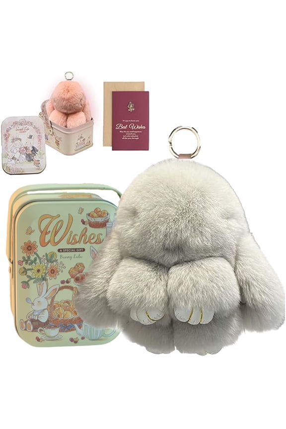 Bunny Keychain with Tin - 2026 New Handmade Soft Plush Rabbit Charm for Easter Birthday Gift, Cute Gifts for Women & Teens