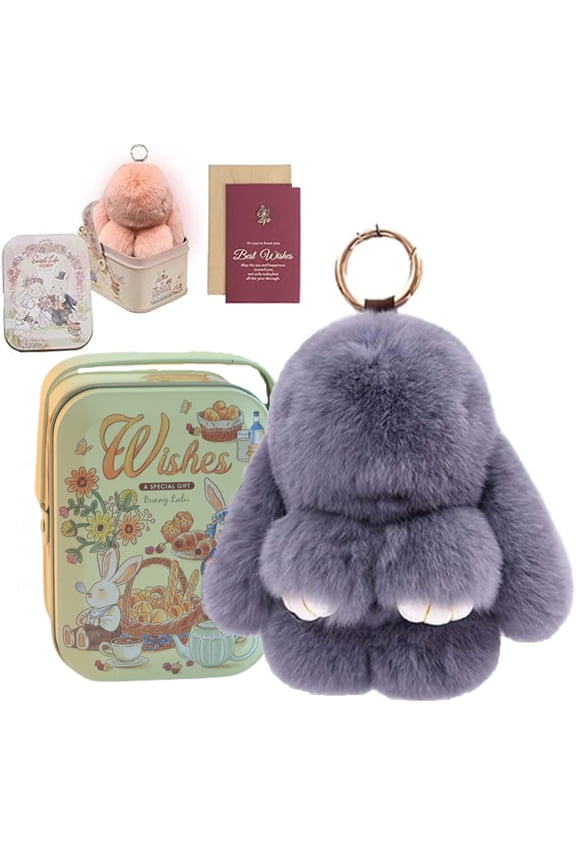 Bunny Keychain with Tin - 2026 New Handmade Soft Plush Rabbit Charm for Easter Birthday Gift, Cute Gifts for Women & Teens