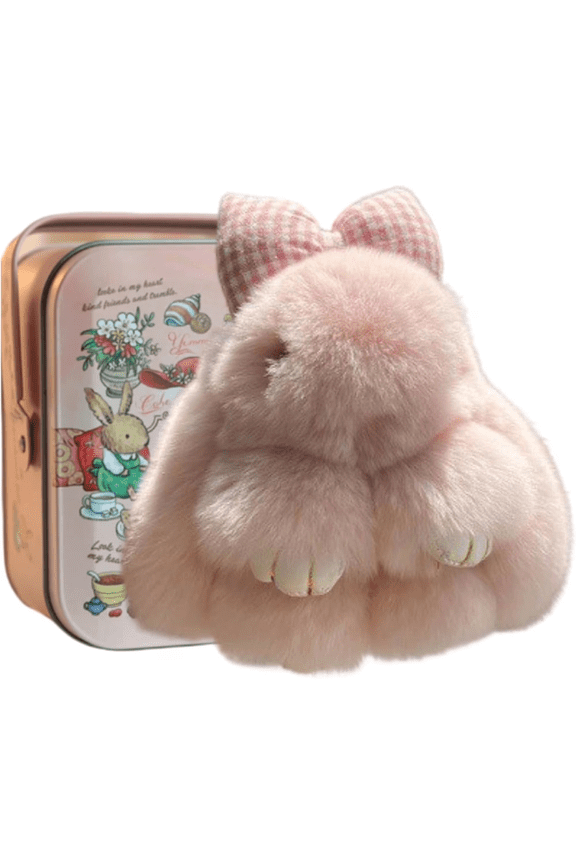 Bunny Keychain with Tin - 5.8" Handmade Soft Plush Rabbit Charm, 20 Colors, Cute Gifts for Women & Teens