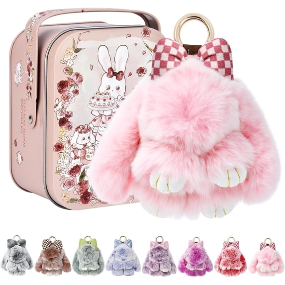 Bunny Keychain with Tin Box, Cute Keychain Gift, Soft Bunny Keychain Accessories for Women