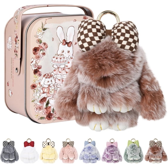Bunny Keychain with Tin Box, Cute Keychain Gift, Soft Bunny Keychain Accessories for Women