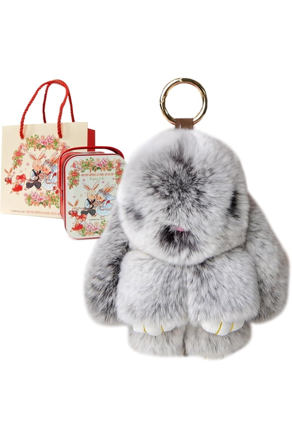 Bunny Keychain with Tin,Cute Easter Gift Plush Keychain for Backpack,Bag Charm Gift Key Chai