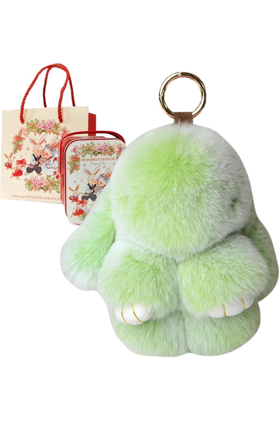 Bunny Keychain with Tin,Cute Easter Gift Plush Keychain for Backpack,Bag Charm Gift Key Chai