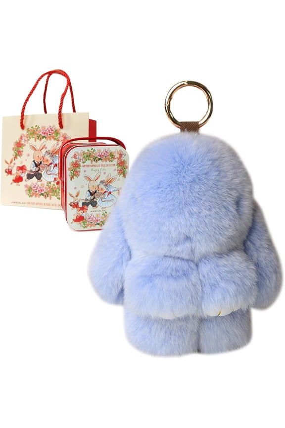 Bunny Keychain with Tin,Cute Easter Gift Plush Keychain for Backpack,Bag Charm Gift Key Chai
