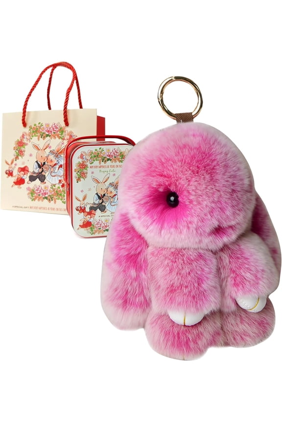Bunny Keychain with Tin,Cute Easter Gift Plush Keychain for Backpack,Bag Charm Gift Key Chai