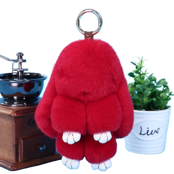 Bunny Keychain with Tin – Handmade Soft Plush Bunny Charm for Keys, Bags & Backpacks, Fluffy Bunny Keychain Plush Gift