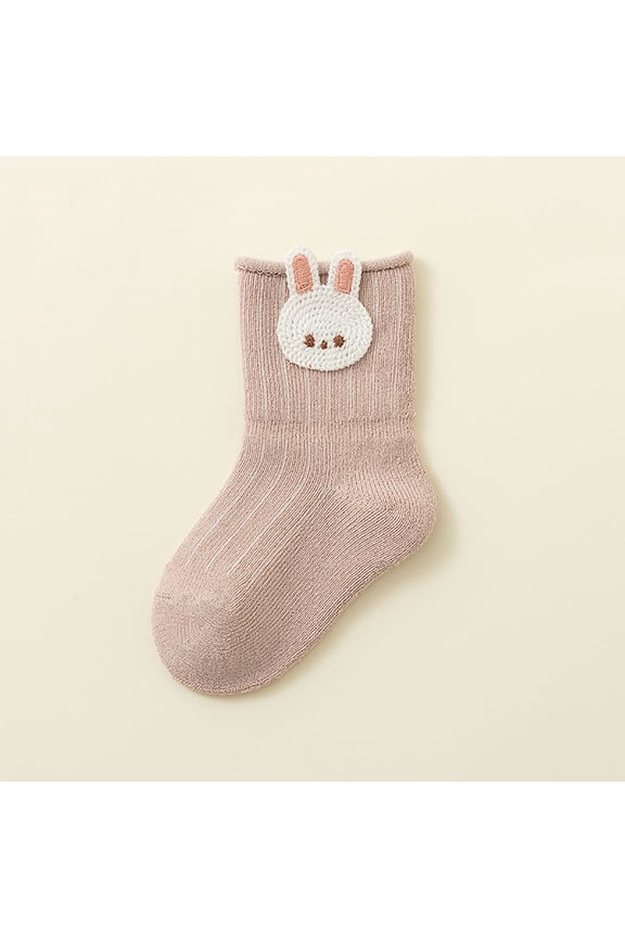 Bunny Kids Socks Cotton Soft with 3D Ears Mid Calf for Newborn Kids Kids Girls Pink Easter Gift,Size M
