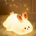 thumbnail image 1 of "Bunny Lulu Big Face Rabbit Silicone Night Light , Rechargeable Touch Control Girls Night Light, Kawaii Bunny Lamp for Toddler Room Decor, Perfect Birthday Gift for Children and Women", 1 of 7